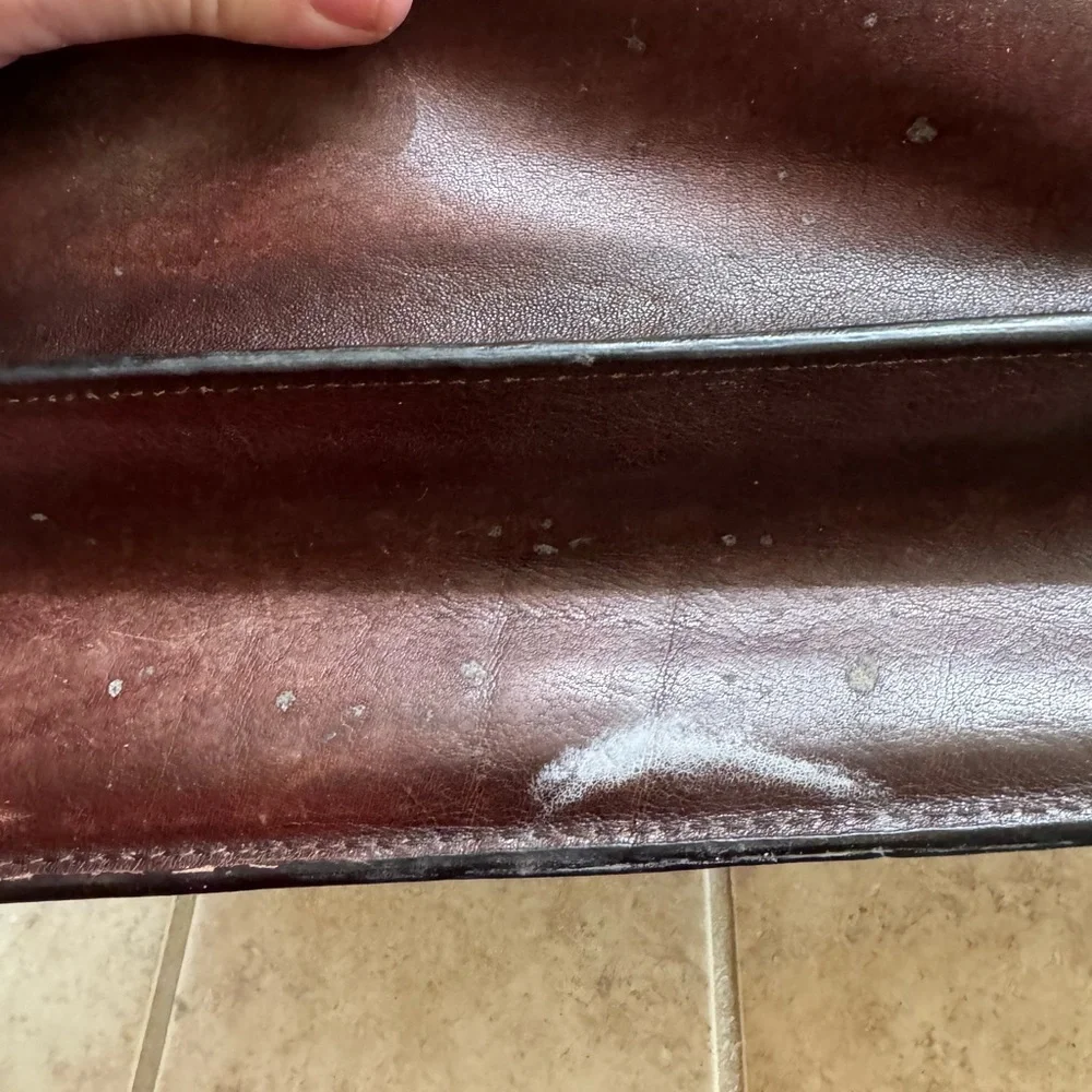 WORN Aged Brown High End WILSONS Leather Briefcase Lawyer Bag Pelle Studio